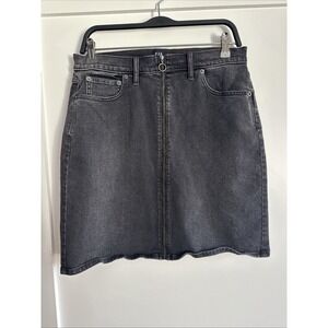 Gap Mini Denim Skirt 12T Black Casual Stretch Slim Fit High Waisted Full Zipper